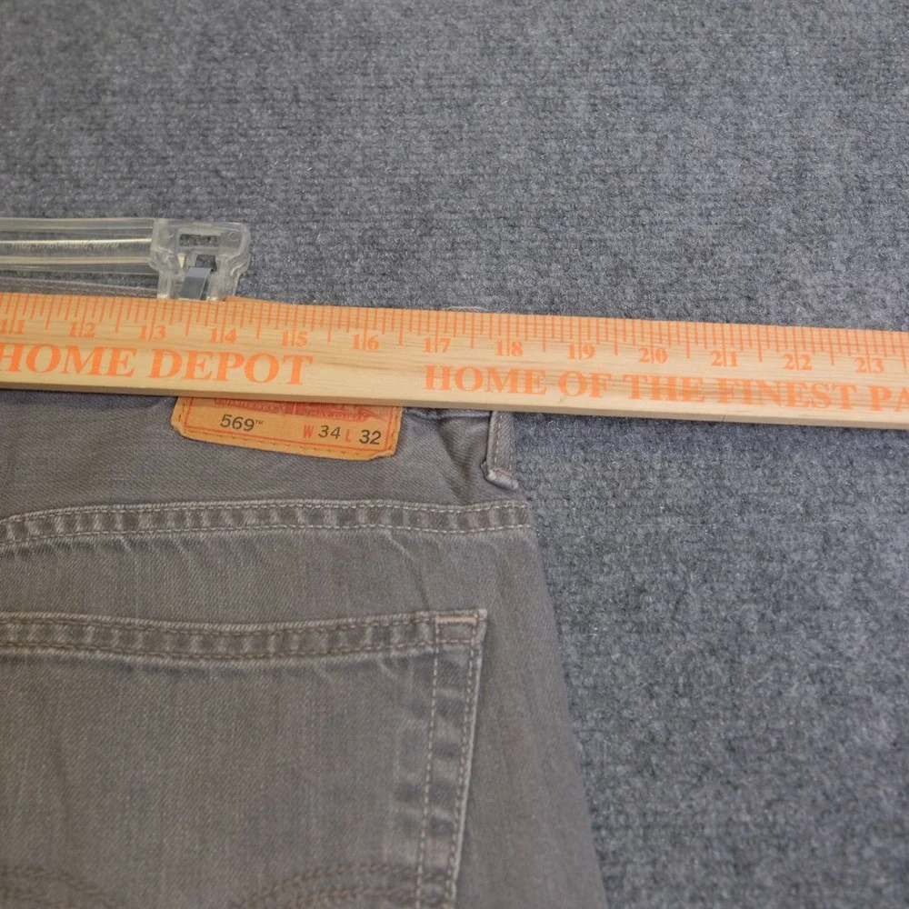Levis 569 Loose Straight Leg Jeans Mens 34x32 Gray‎ Denim Relaxed Fit Casual